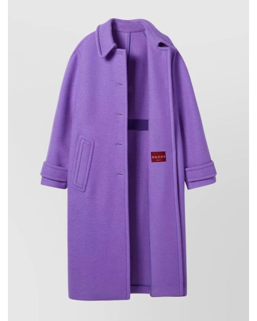Gucci Purple Cashmere Wool Oversized Coat
