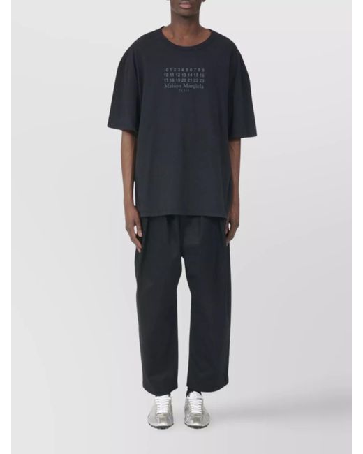 Maison Margiela Blue Cotton Relaxed-Fit Graphic-Print T-Shirt for men