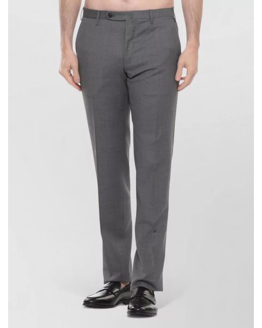 Incotex Gray Virgin Wool Straight-Leg Trousers for men