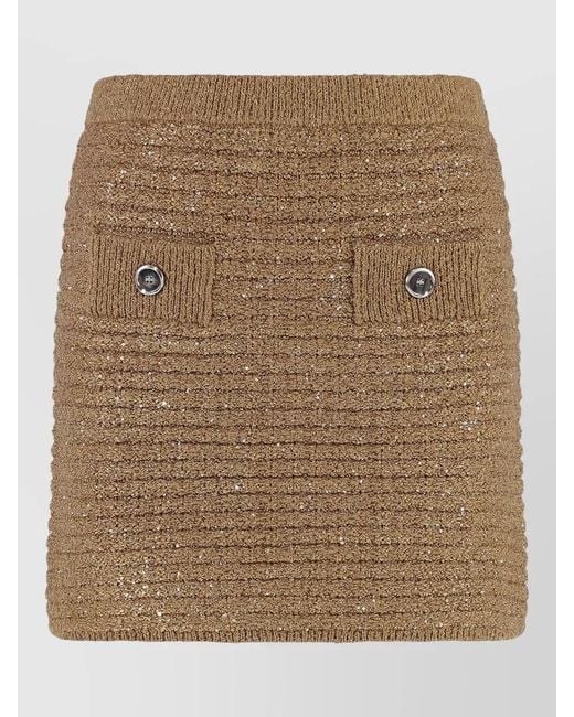 Pinko Natural Miletto High Waist Knit Mini Skirt