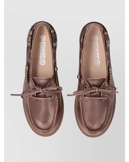 Pinko Brown Leather Loafers