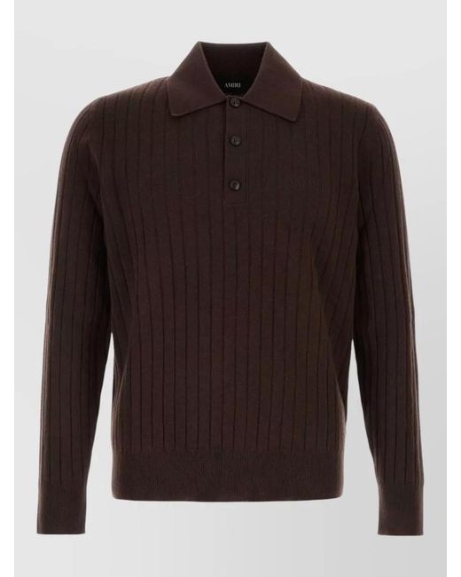 Amiri Brown Cashmere Wool Polo Jumper for men
