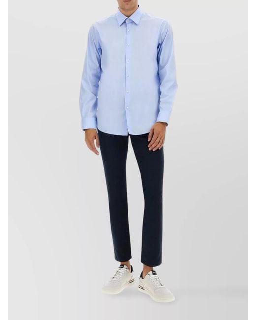 Boss White Twill Straight-Leg Trousers for men