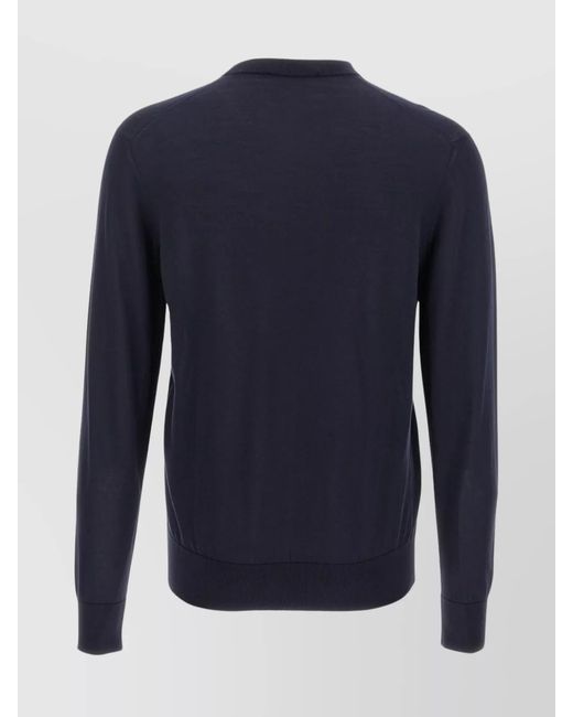 Dolce & Gabbana Blue Silk Logo-Embroidered Jumper for men