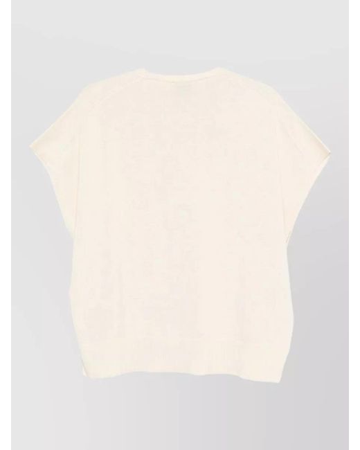 Alysi Natural Cotton Crew Neck Top Short Sleeves
