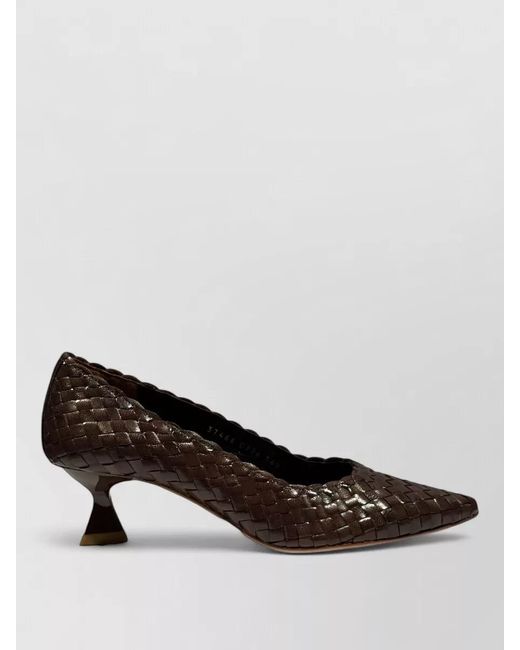 LA ROSE Brown Carol Pumps Pointed Toe Unique Heel
