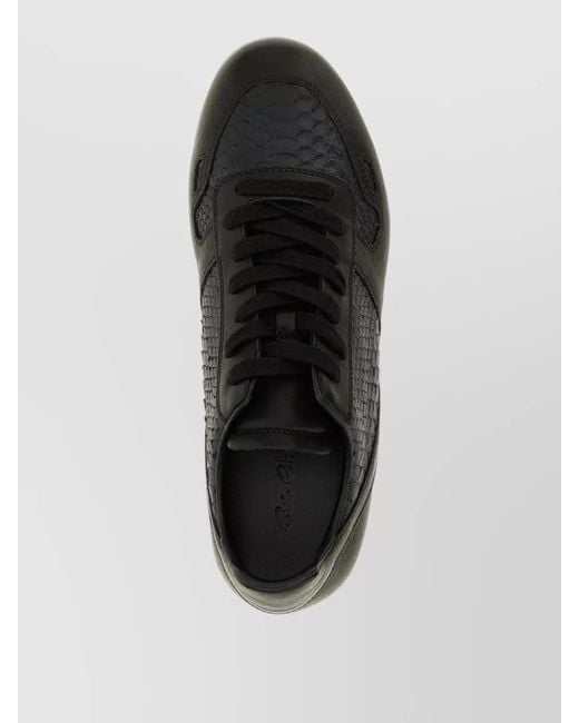 Rick Owens Black Leather Low-Top Sneakers for men