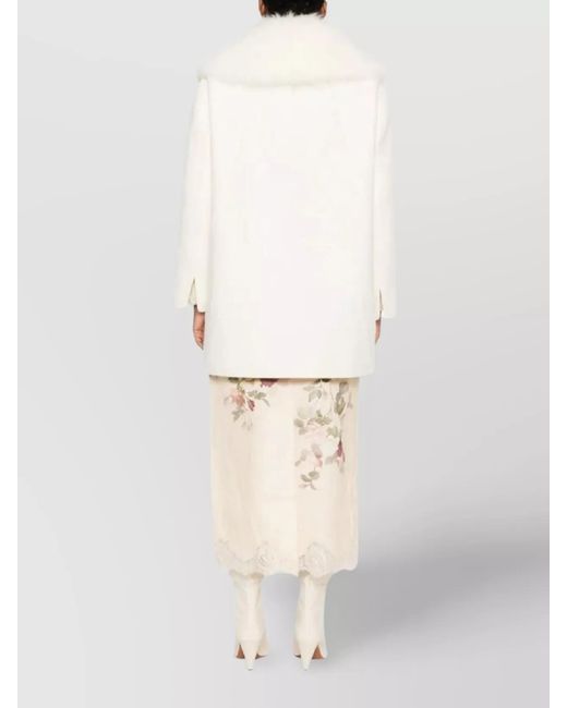 Ermanno Scervino Natural Virgin Wool Double Breasted Coat