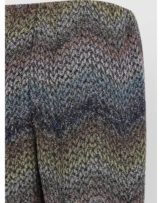 Missoni Gray Viscose Lamé Trousers Flared Leg Knit