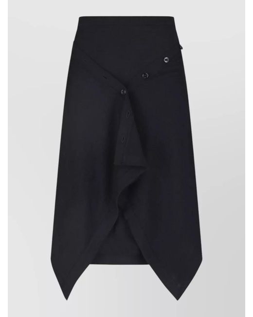 Lemaire Blue High Waist Midi Skirt Asymmetric Hem