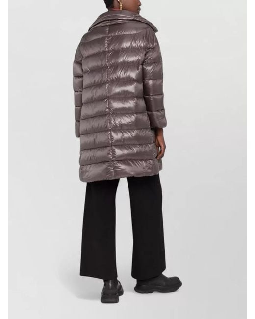 Herno Gray Matilde Long Down Jacket High Collar