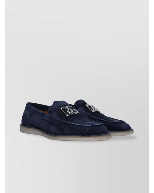Dolce & Gabbana Blue Suede Loafers for men