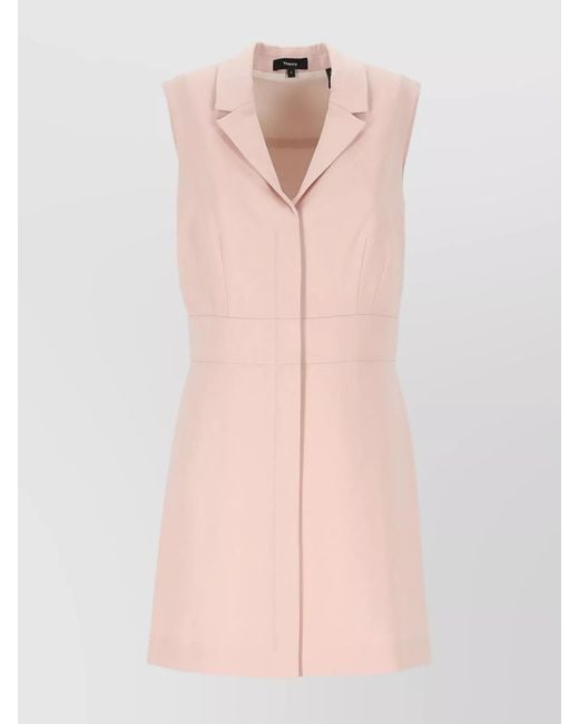 Theory Pink Mini Dress With Spear Lapels