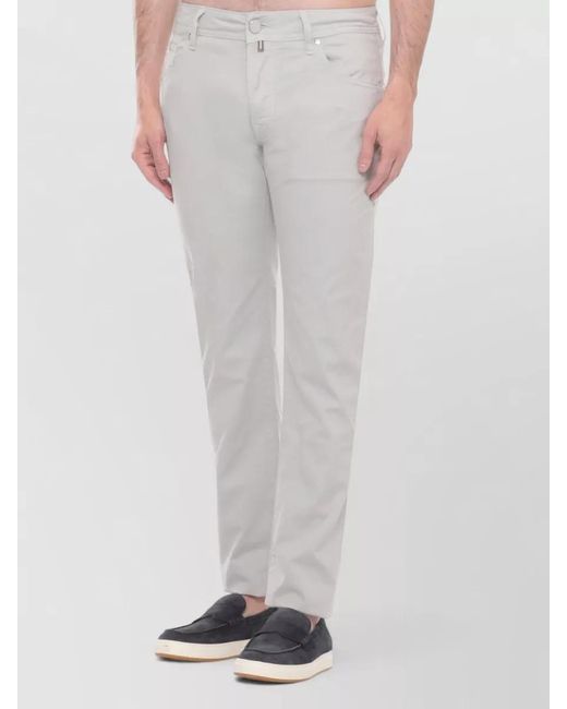 Jacob Cohen White Cotton Pants Belt Loops Five Pocket Handkerchief for men