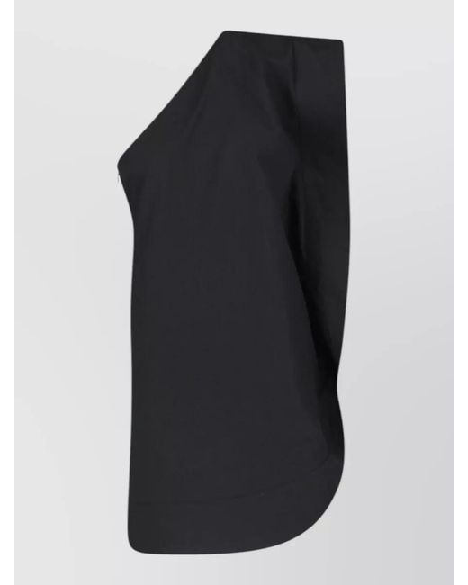 Stella McCartney Black Asymmetric Draped Sleeveless Top Knee Length