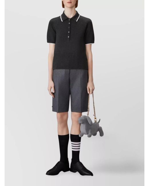 Thom Browne Black Cashmere Short-Sleeve Polo Shirt