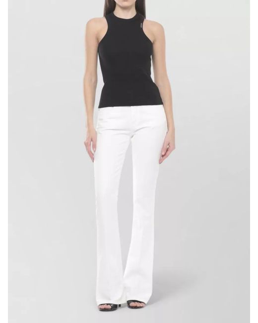 Dondup White Flared Cotton Jeans Straight Leg Design