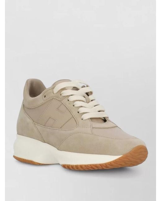 Hogan Natural Suede Leather Low Top Rubber Sole Sneakers