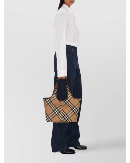 Burberry Natural Check Small Canvas Tote Bag