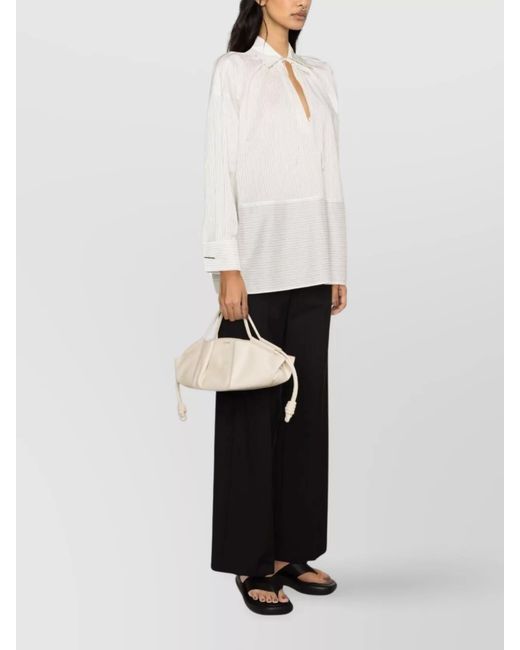 Max Mara White Striped Long-Sleeve Tunic Shirt