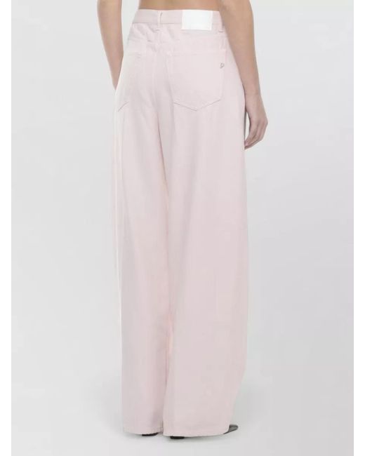 Dondup Pink Cotton Straight-Leg Jeans