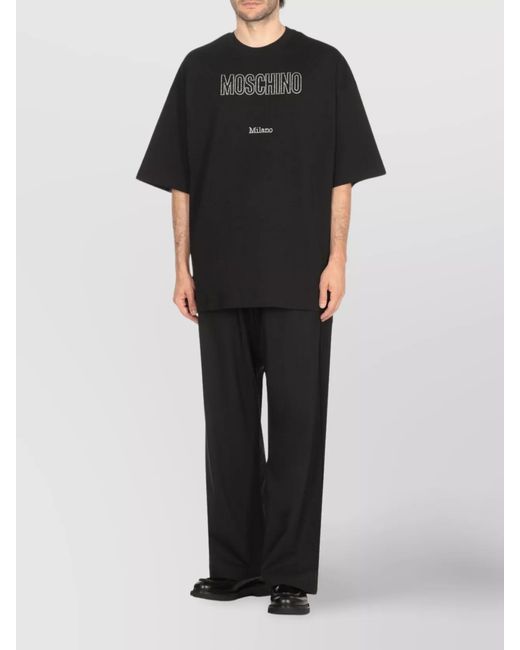 Moschino Black Cotton Short-Sleeve Logo-Embellished T-Shirt for men