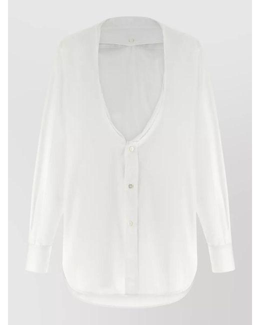 Maison Margiela White Cotton Poplin Long-Sleeve Shirt