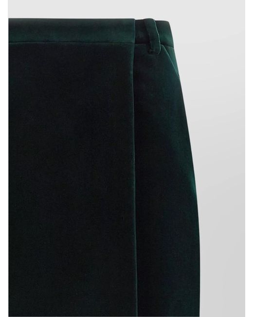 Saint Laurent Black Cotton Velvet Wrap Midi Pencil Skirt