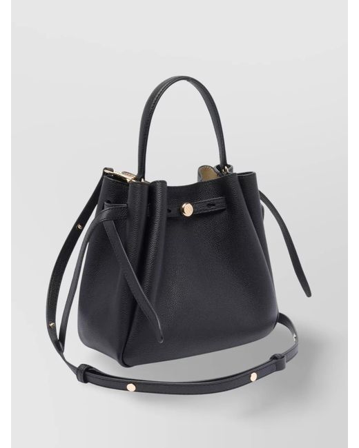 Tory Burch Black Romy Small Leather Bucket Bag