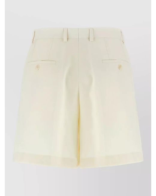 Brioni Natural Gaia Tailored Shorts Belt Loops Pockets