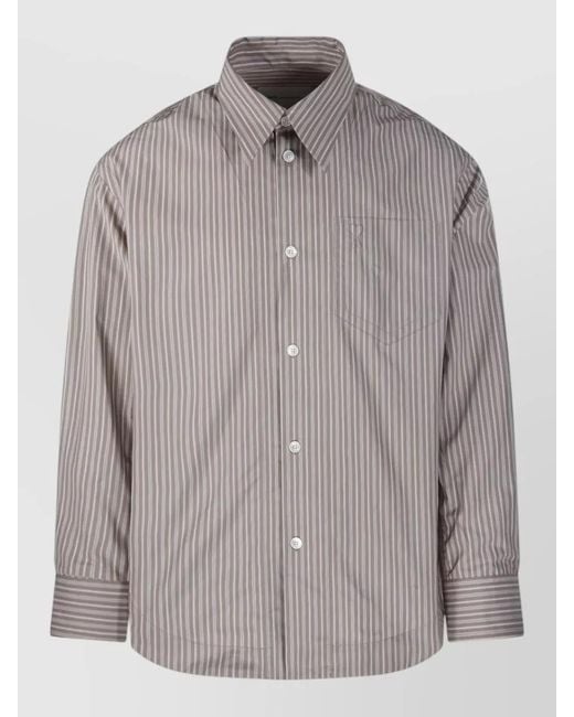 AMI Gray Cotton Long-Sleeve Wide Shirt for men