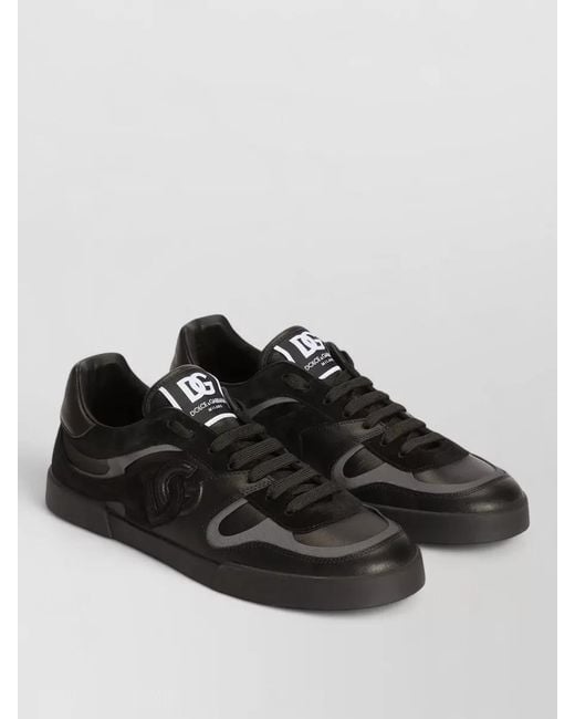 Dolce & Gabbana Black Lace Up Low Top Rubber Sole Sneakers for men