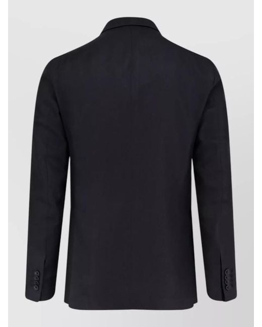 Tagliatore Blue Virgin Wool Silk Linen Double Breasted Blazer for men