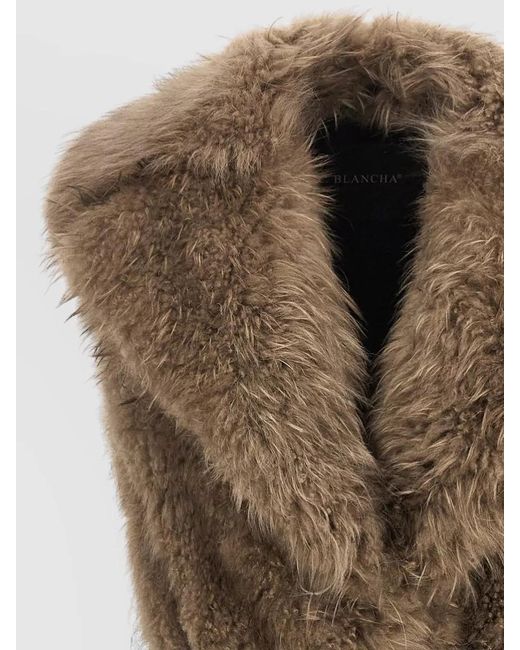 Blancha Brown Belted Faux Fur Sleeveless Mid Length Vest
