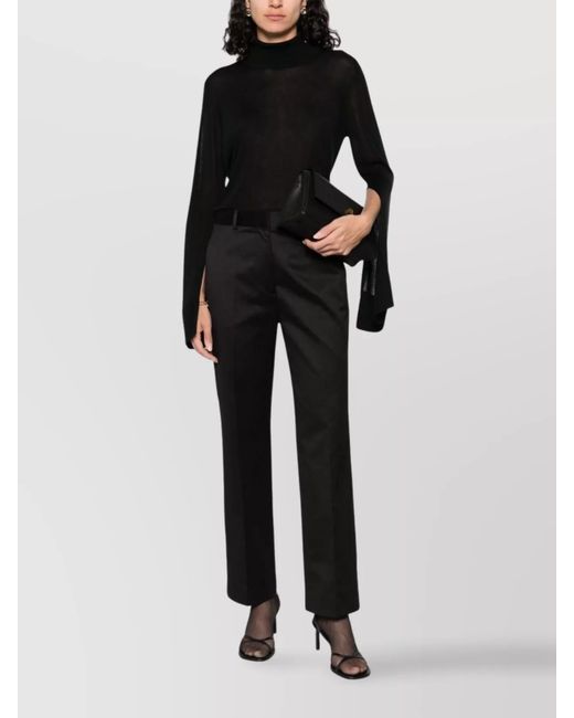 Totême Black High Neck Slit Sleeve Knitwear