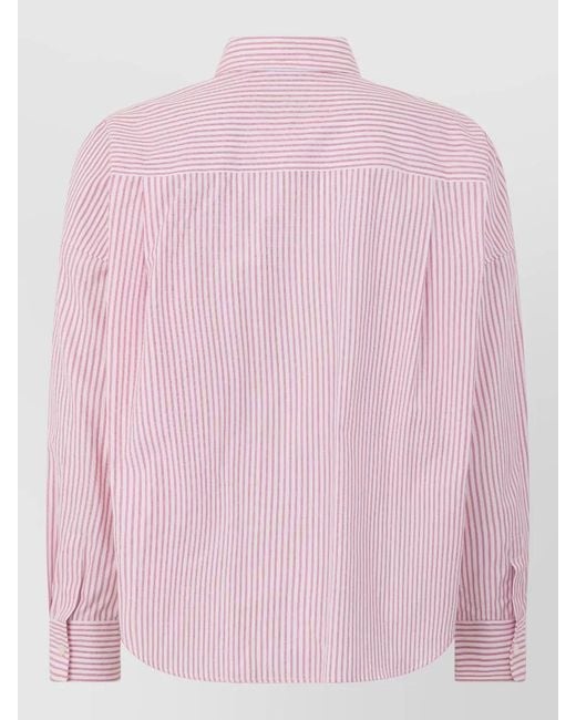 Weekend by Maxmara Pink Aureo Striped Cotton Shirt Relaxed Fit