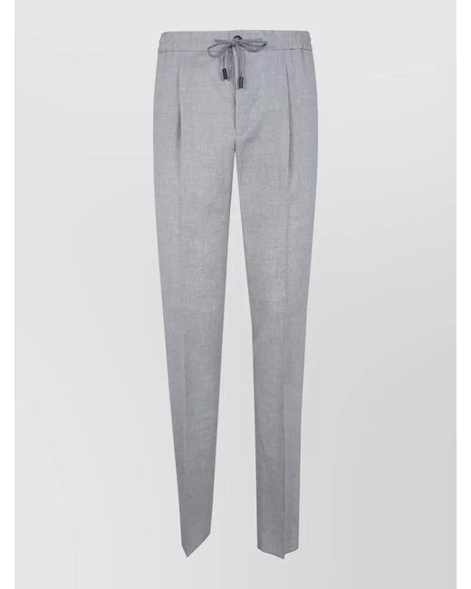 Incotex Gray Chino Trousers Elastic Drawstring Waist Pleats for men