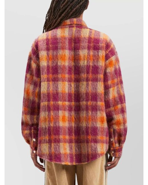 Palm Angels Red Checked Wool Overshirt for men