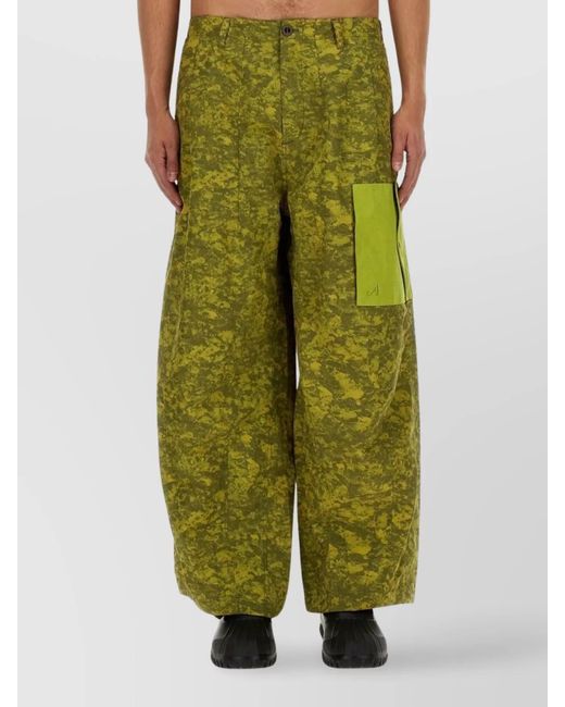 C P Company Green Wide-Leg Cargo Trousers for men