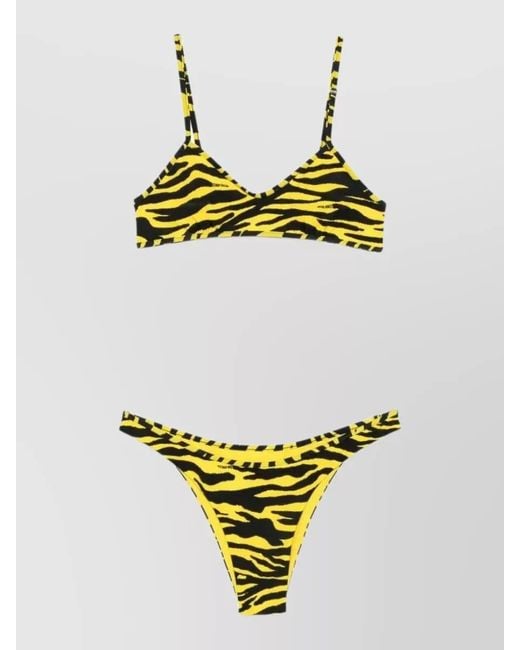 The Attico Metallic Triangle Bra High Waist Stretch Tiger Print