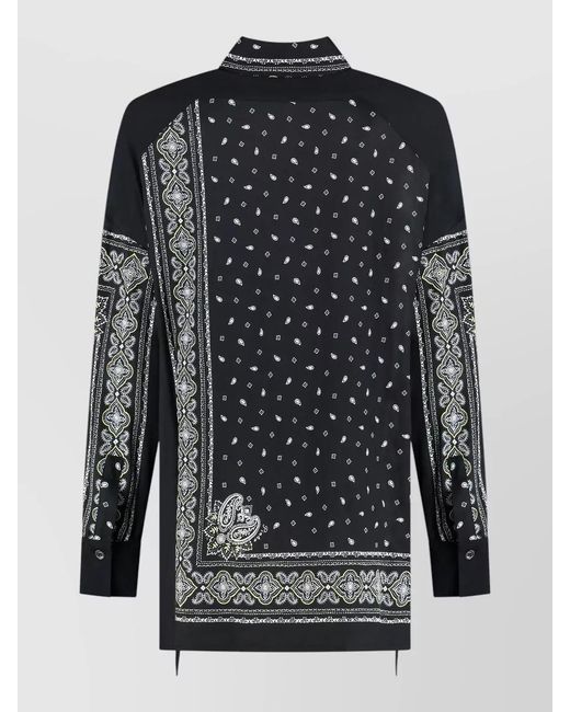 Pinko Black Viscose Shirt Bandana Print Relaxed Fit