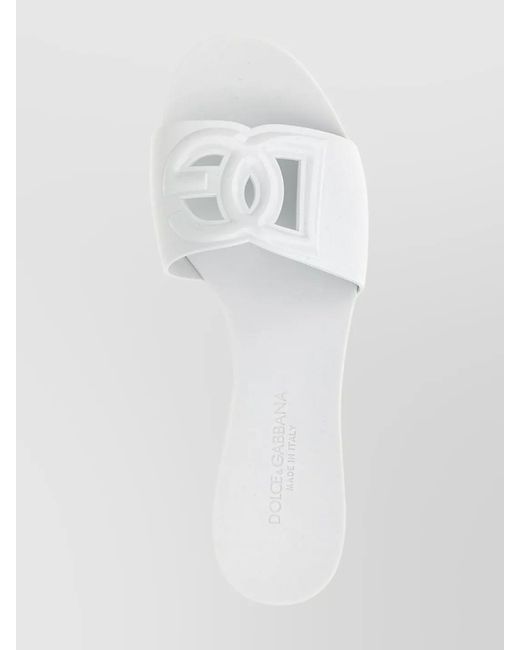 Dolce & Gabbana White "Sunshine" Open Toe Flat Sole Sandals