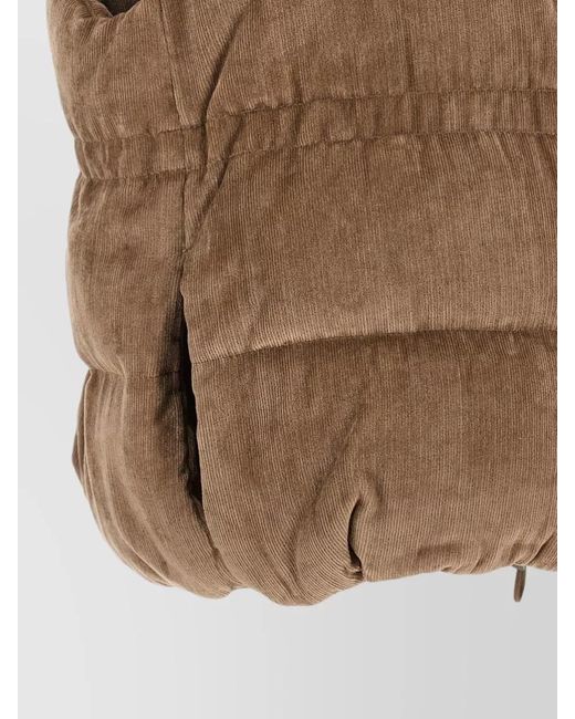 Brunello Cucinelli Brown Corduroy Quilted Waistcoat Curling Detail