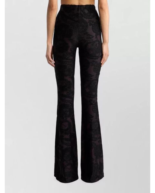 Etro Blue High-Rise Flared Paisley-Jacquard Trousers