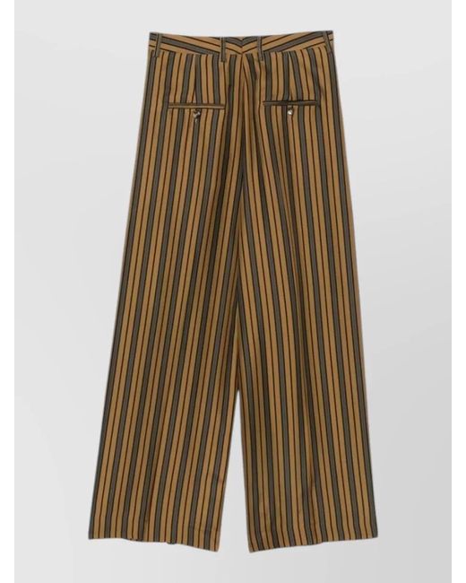 Alberto Biani Green Striped Wide-Leg Trousers
