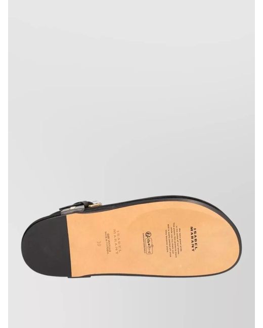Isabel Marant Black Leather Studded Flat Open Toe Sandals