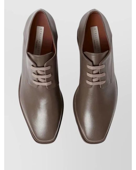 Stella McCartney Brown Elyse Lace Up Logo Wedge Derbies