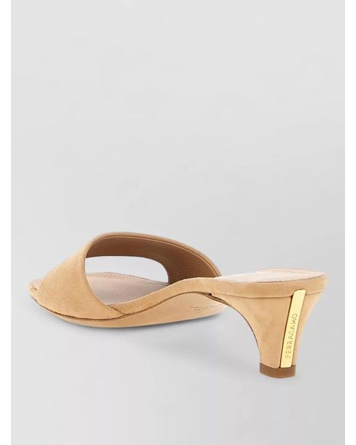 Ferragamo Natural Tatiana Open Toe Suede Finish Sandals