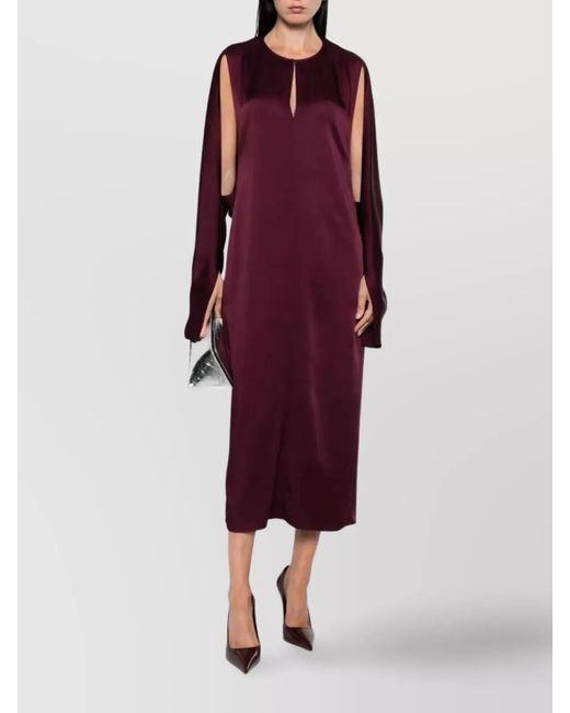 Stella McCartney Purple Satin Cutout Midi Dress