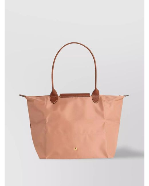 Longchamp White Original Folding Tote Bag Leather Handles